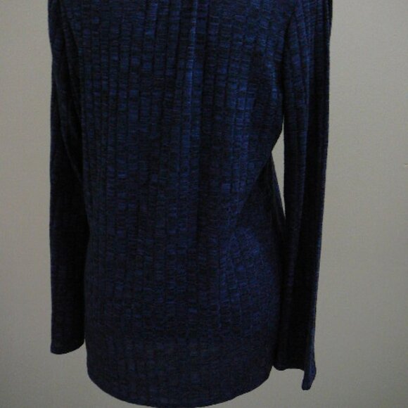 Chenault Ribbed Blue Lightweight Long Sleeve Pullover Blouse Tie Front-Small - Picture 4 of 4